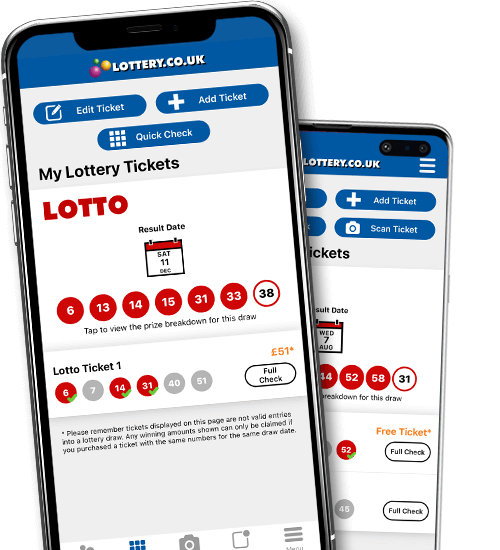 Screenshot of the Lottery.co.uk App checker