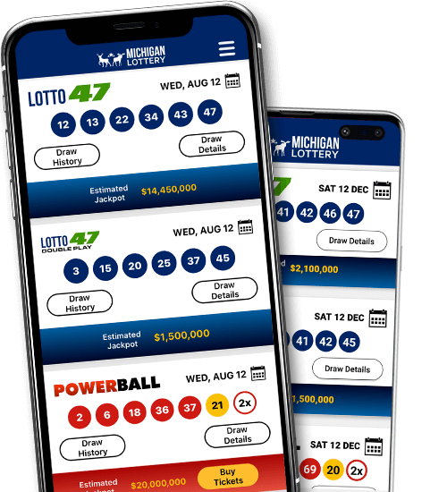 Screenshot of the Michigan Lottery Numbers App home screen