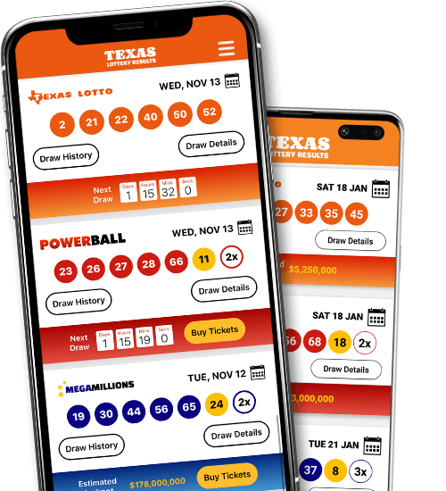 Screenshot of the Texas Lotto Results App home screen